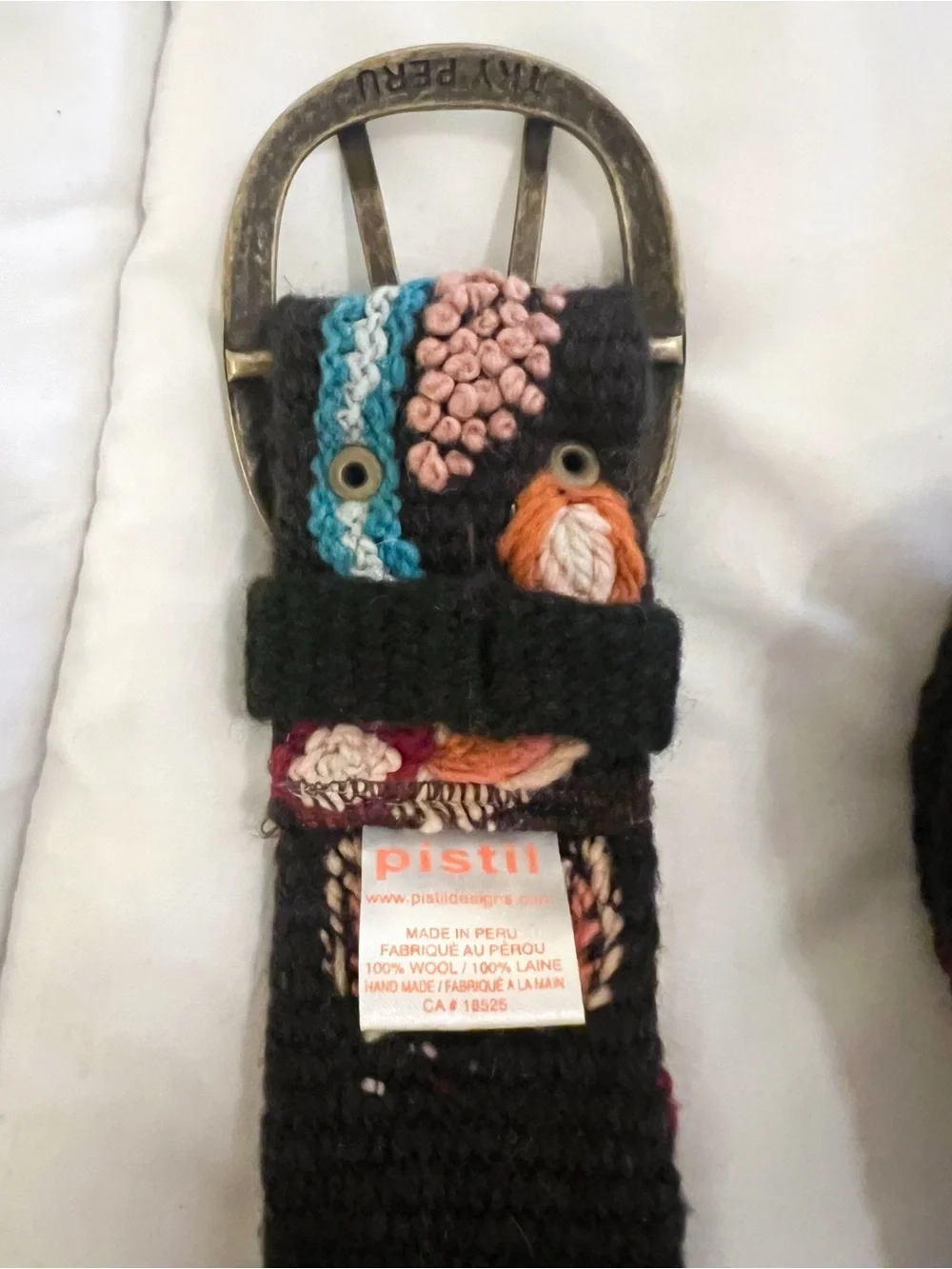 Vintage Pistil Handcrafted Peruvian Style Embroidered Belt Festival Hippie